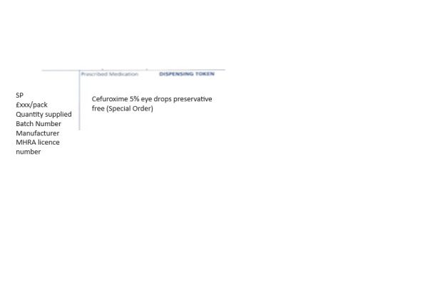 Unlicensed Cefuroxime 5% eye drops preservative free – expense payment